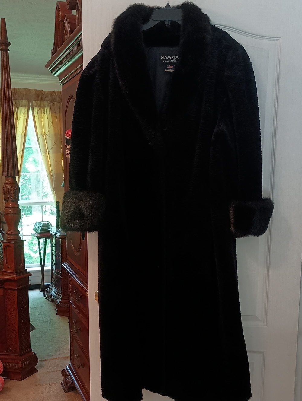 "Summer Sale 50% Off" Olympia Limited Black Faux Fur Long Coat